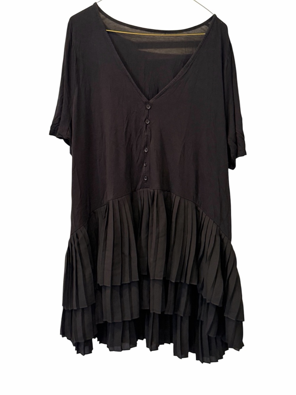 Black V-Neck t-shirt with ruffles